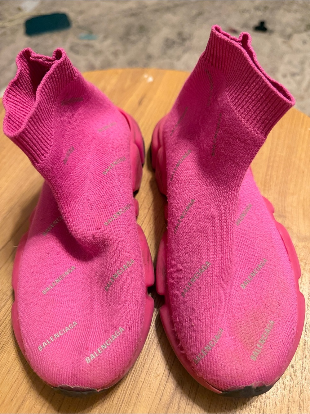 KIDS BALENCIAGA Neon Pink Sock-Style Sneakers